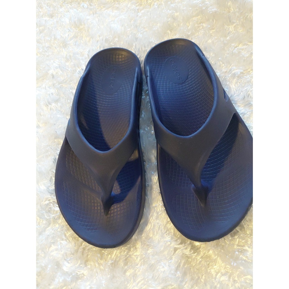 OOFOS OOriginal Blue Thong Slip-On Sandals Rubber Logo Unisex US W Sz 7 M Sz 5